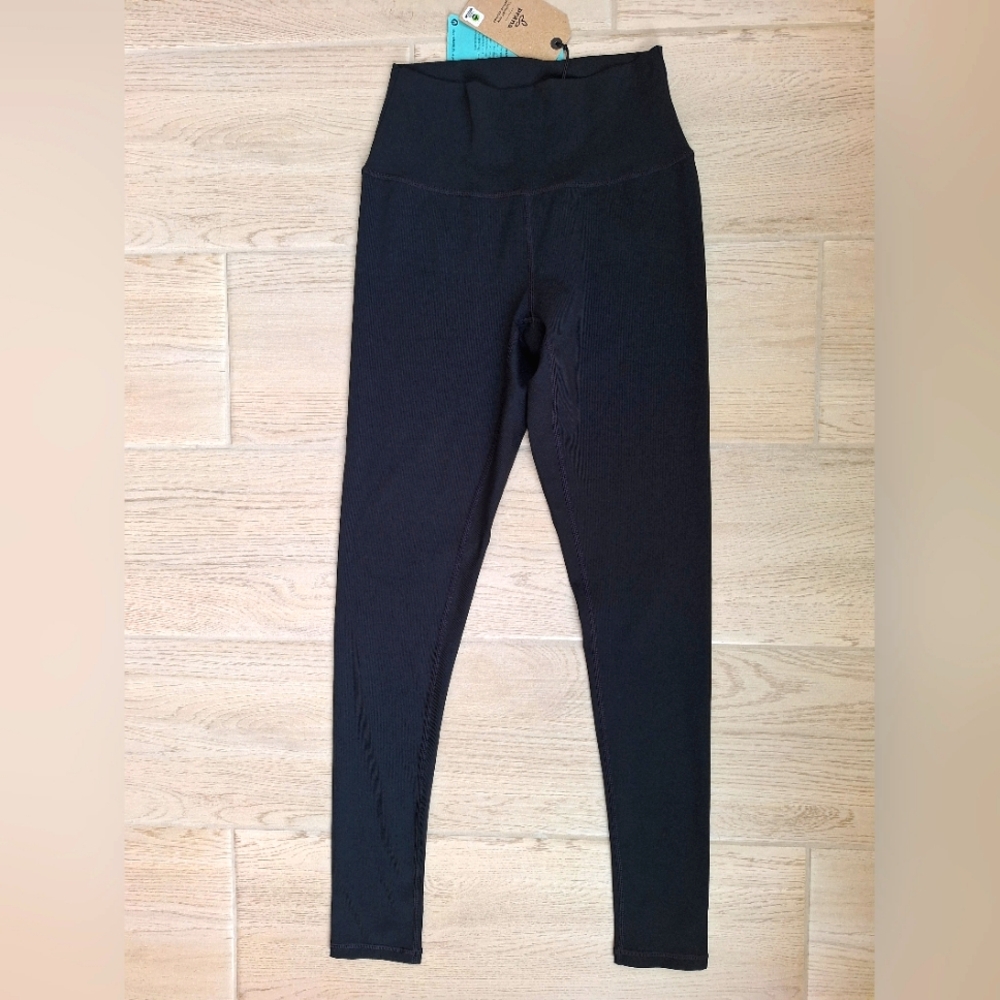 Prana Becksa Women's Black Ribbed High Waisted Leggings - Size Small- NWT